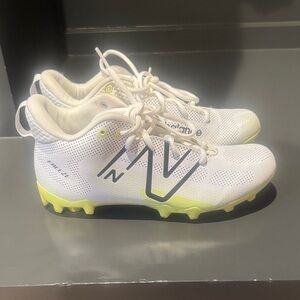 New Balance FreezeLX v4 Kids White and Neon Yellow Lacrosse Cleats 5.5